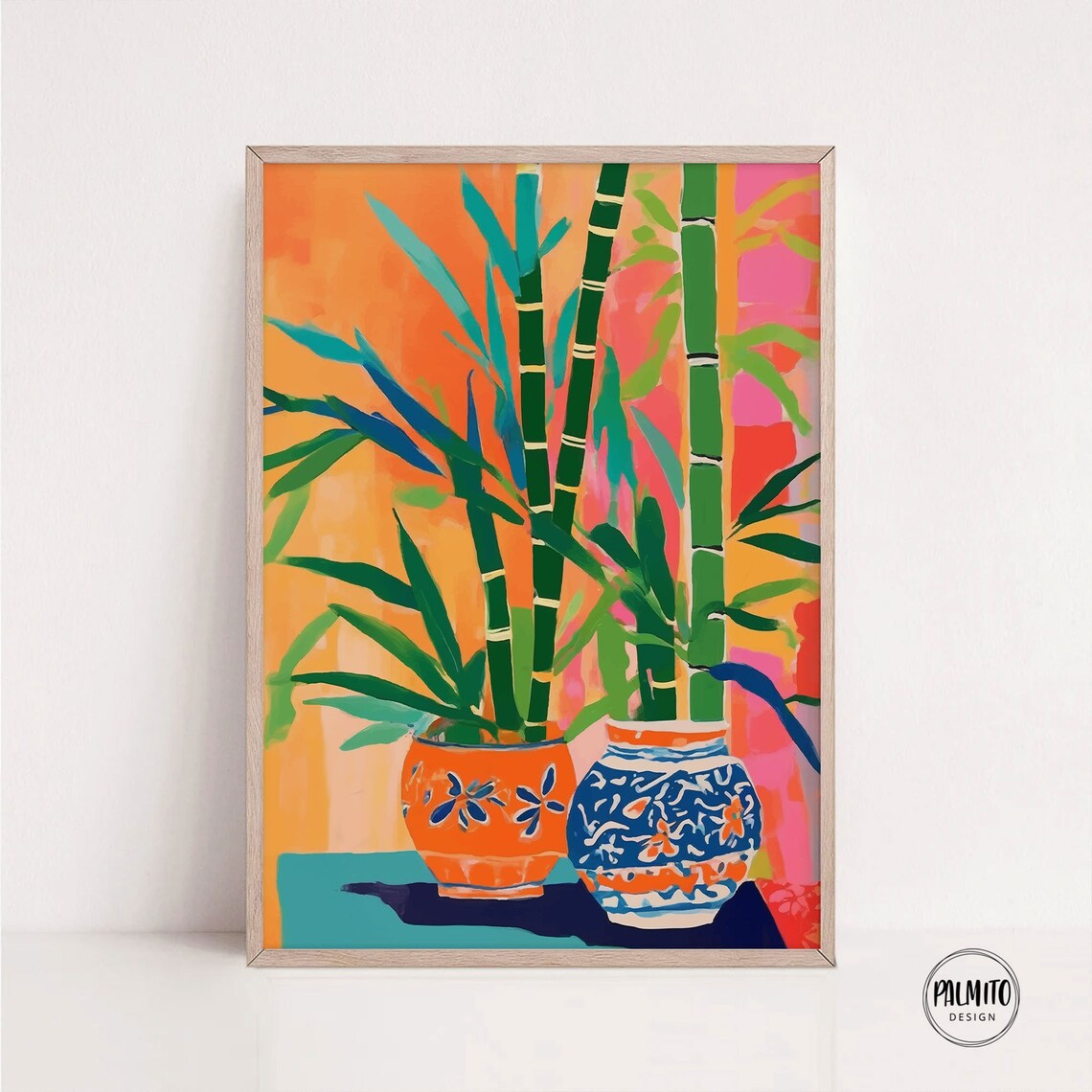 Colorful Gouache Pots Art Print, Bold Bright Colors