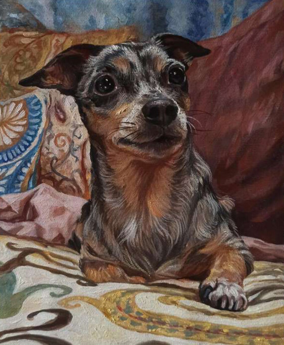 Dog Portrait, Handmade Pet Portrait Oil Art Print - Image 3