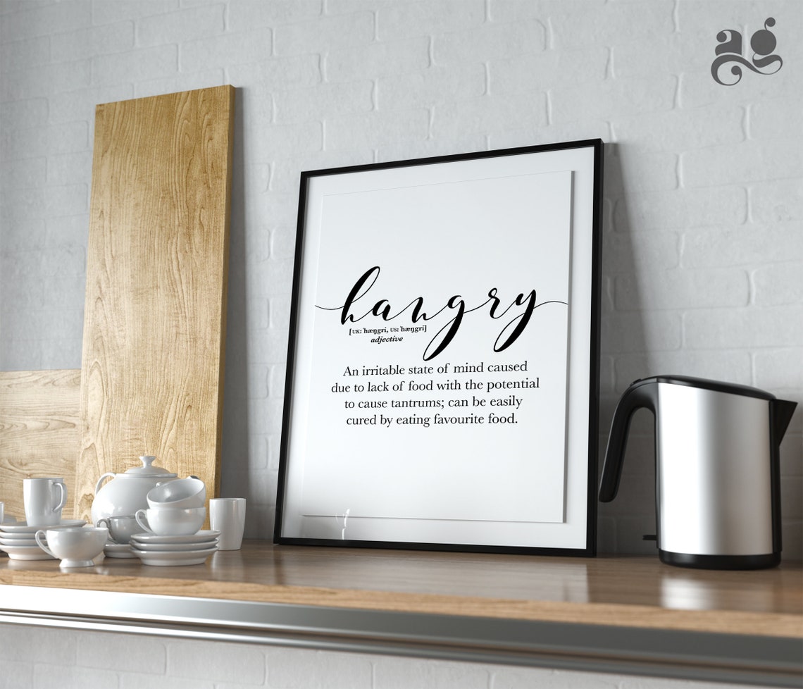 Hangry Funny Definition Script Word Poster Kitchen Food Lover Gift - Image 3