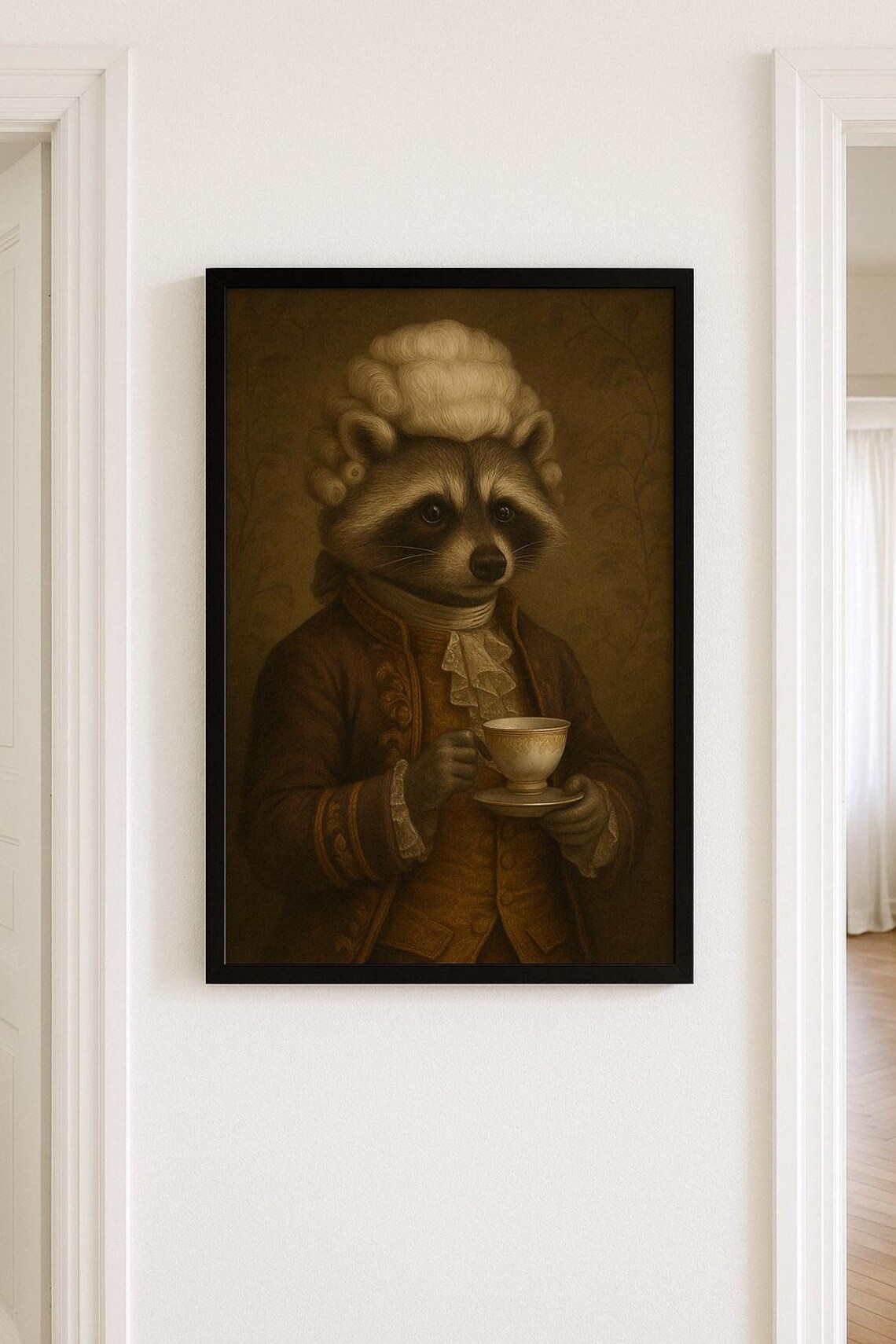 Regal Raccoon in 18th Century Aristocrat Costume With Teacup Poster - Image 2