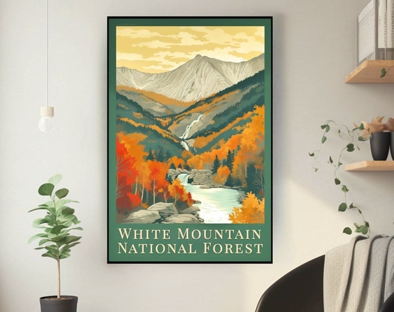 White Mountain National Forest Poster Majestic Wilderness Wall Art New Hampshire Print Home Decor Modern Art Nature Wall Art Print