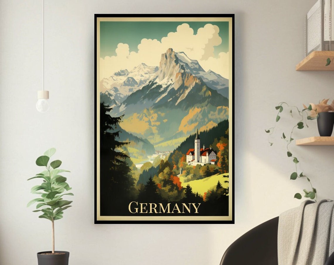 Germany Poster German Mountain Wall Art Germany Travel Print Home Decor Modern Art German Architecture Wall Art Print