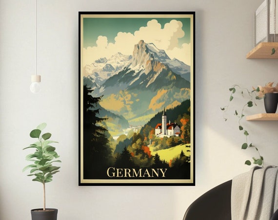 Germany Poster German Mountain Wall Art Germany Travel Print Home Decor Modern Art German Architecture Wall Art Print