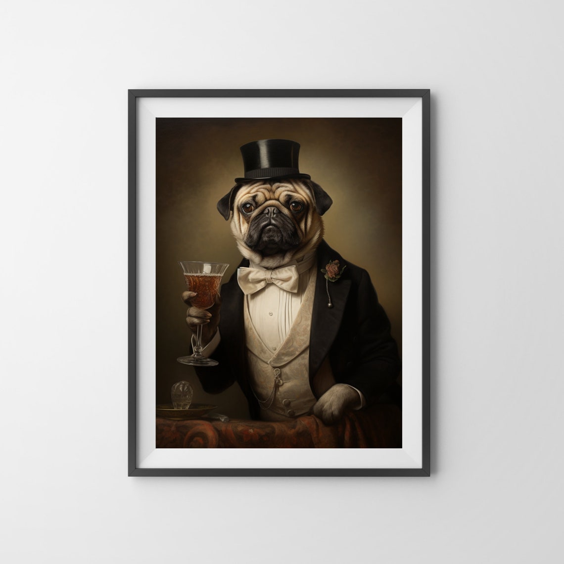 Aristocratic Pug Funny Animal Print Quirky Animal Art Dog Humour Dog Portrait Wall Art Renaissance Dog Painting Funny Pet Lover Gift - Image 3