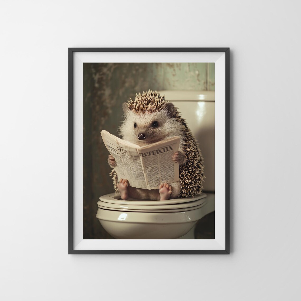 Hedgehog on the Toilet, Funny Bathroom Poster Print - Image 3