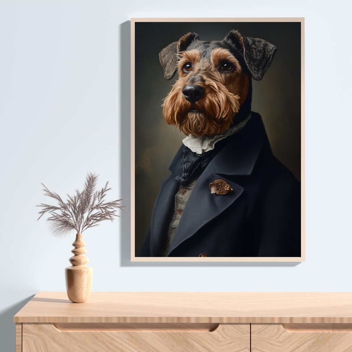 Aristocratic Airedale Terrier in Navy Coat Vintage Dog Portrait Poster - Image 2