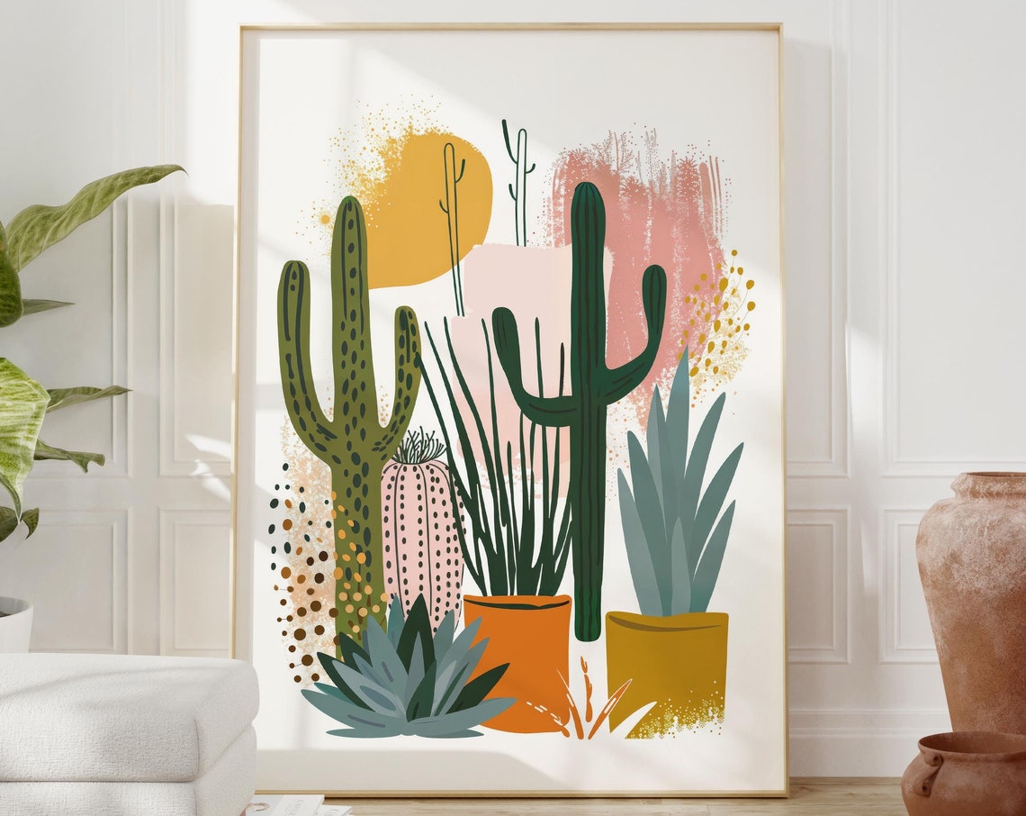 Boho Cactus Desert Plants Poster Potted Succulents Modern Home Decor - Image 3