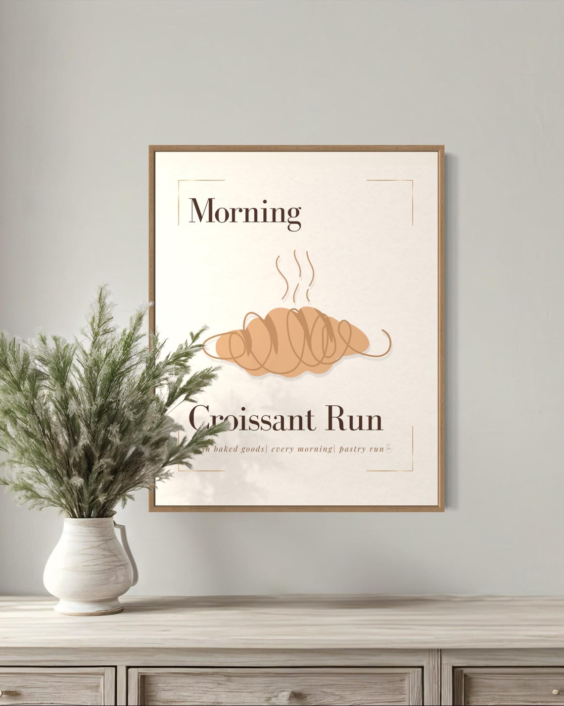 Morning Croissant Run Steaming Croissant Minimalist Kitchen Poster - Image 6