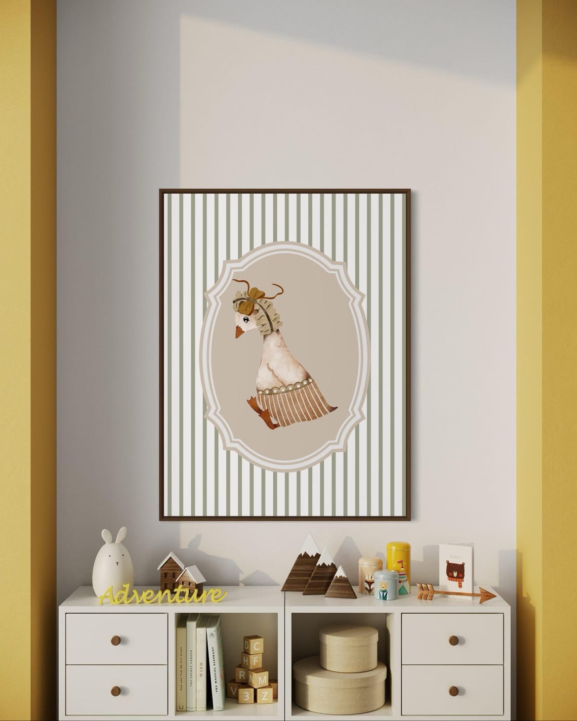 Vintage Style Goose Portrait in Ornate Frame Nursery Animal Poster - Image 3