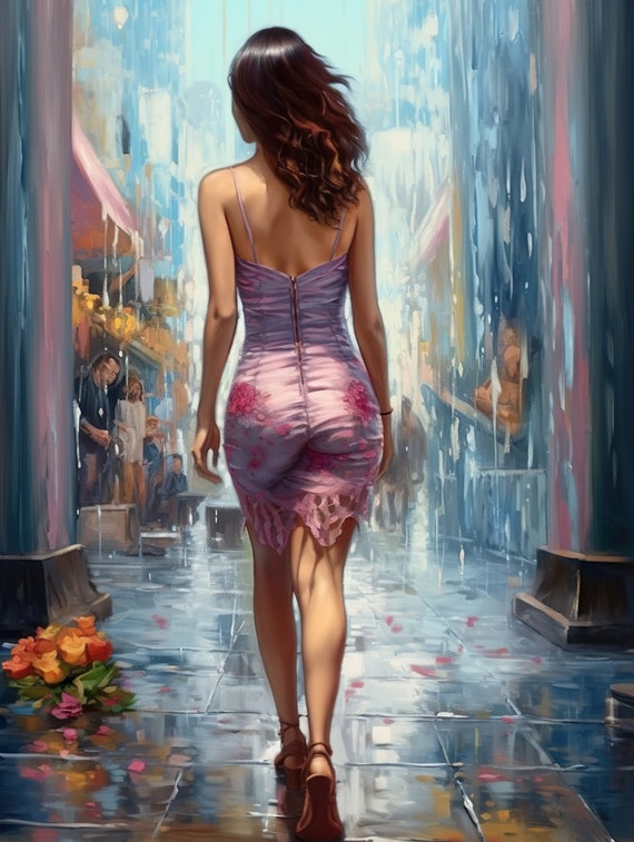 Sexy Woman In Dress From Behind Wall Art Decoration Mural Home Decor Acrylic Colours