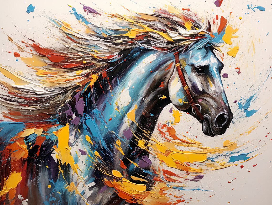 Coloured Horse Acrylic Abstract Home Office Wall Art Decoration Mural