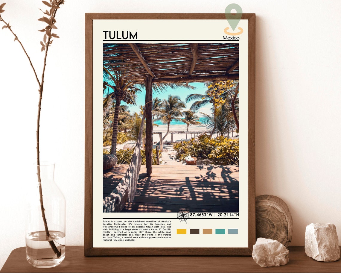 Tulum Mexico Caribbean Beach Hammock Palapa Tropical Escape Poster
