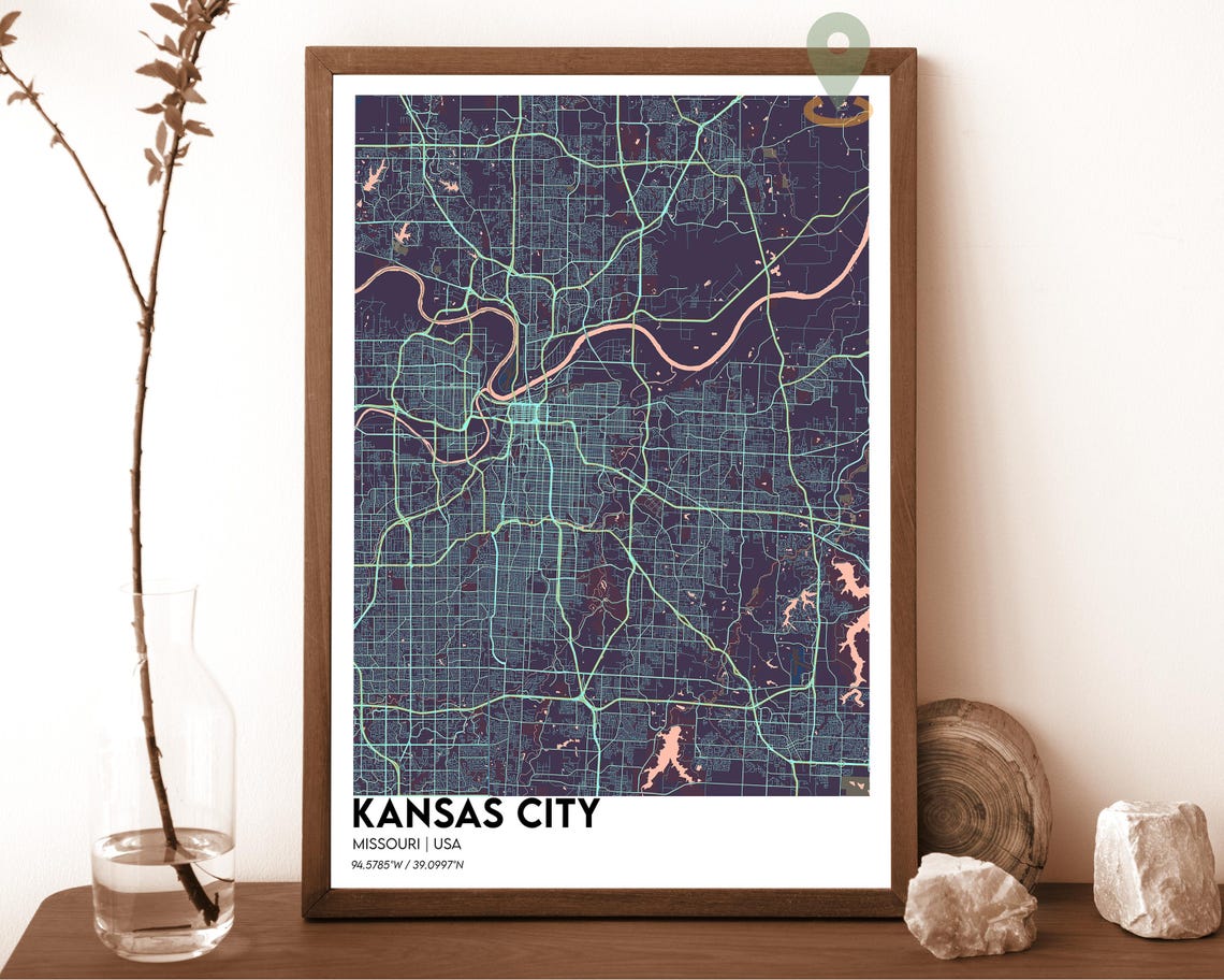 Kansas City Map Kansas City Map Print Kansas City Wall Art Kansas City Travel Poster Kansas City Poster Kansas City Photo Kansas City - Image 4