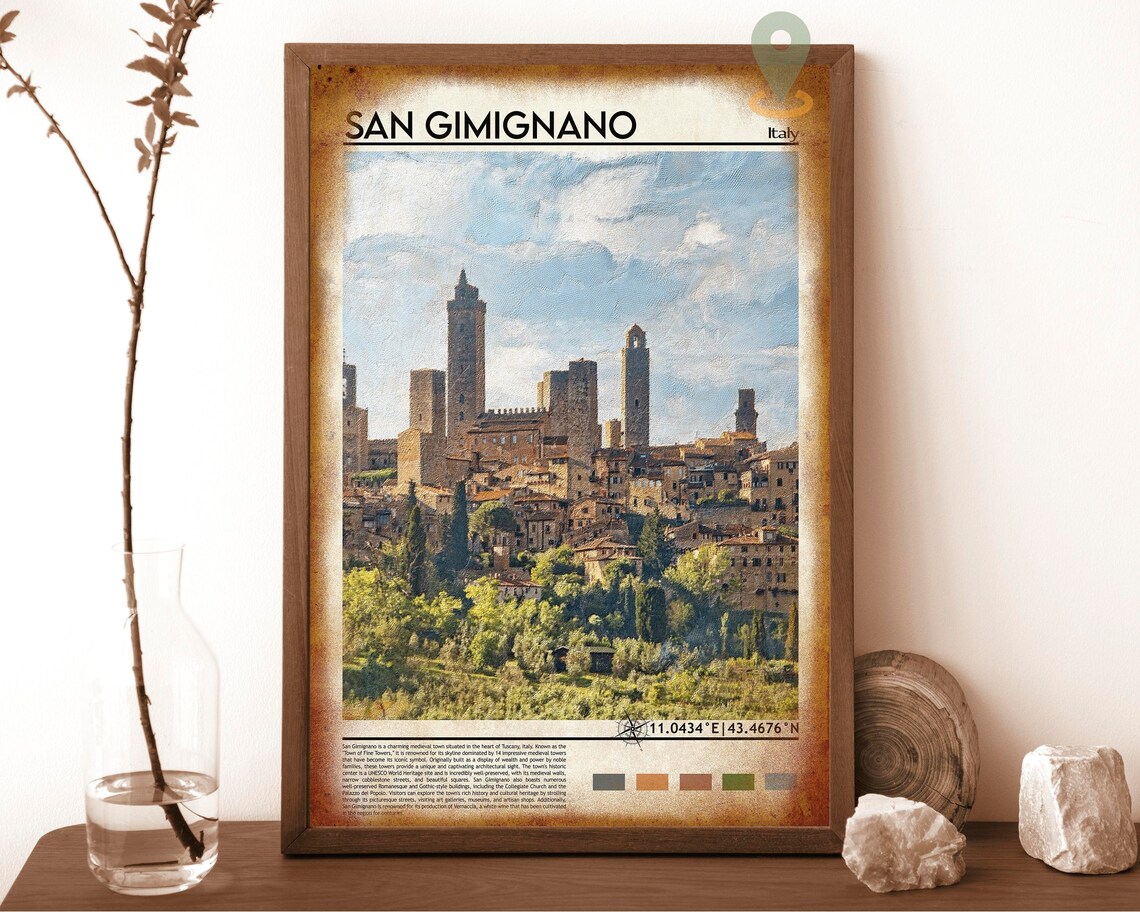 San Gimignano Italy Tuscan Medieval Stone Towers Travel Art Print - Image 6