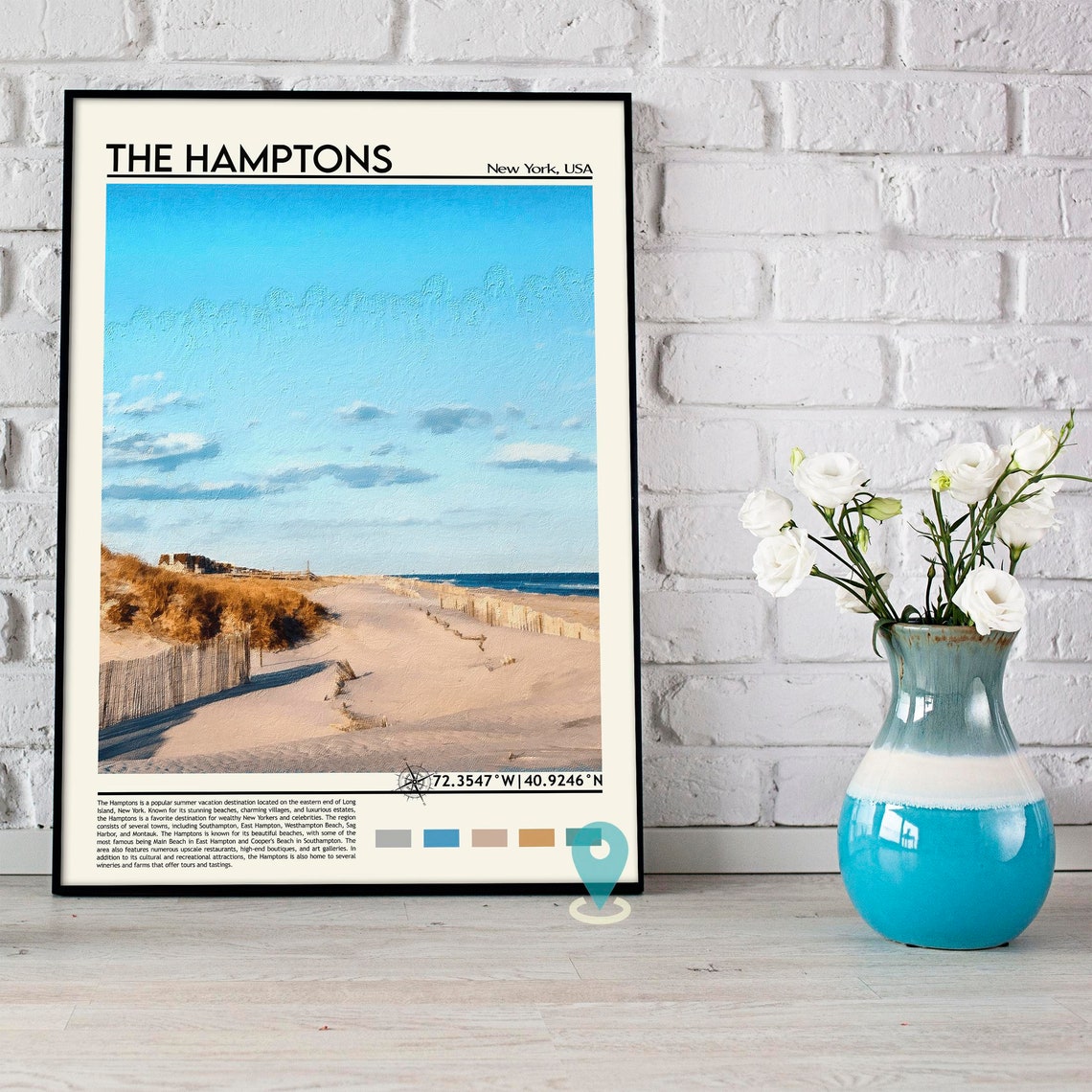 The Hamptons New York Beach Dunes Summer Shoreline USA Travel Poster - Image 5