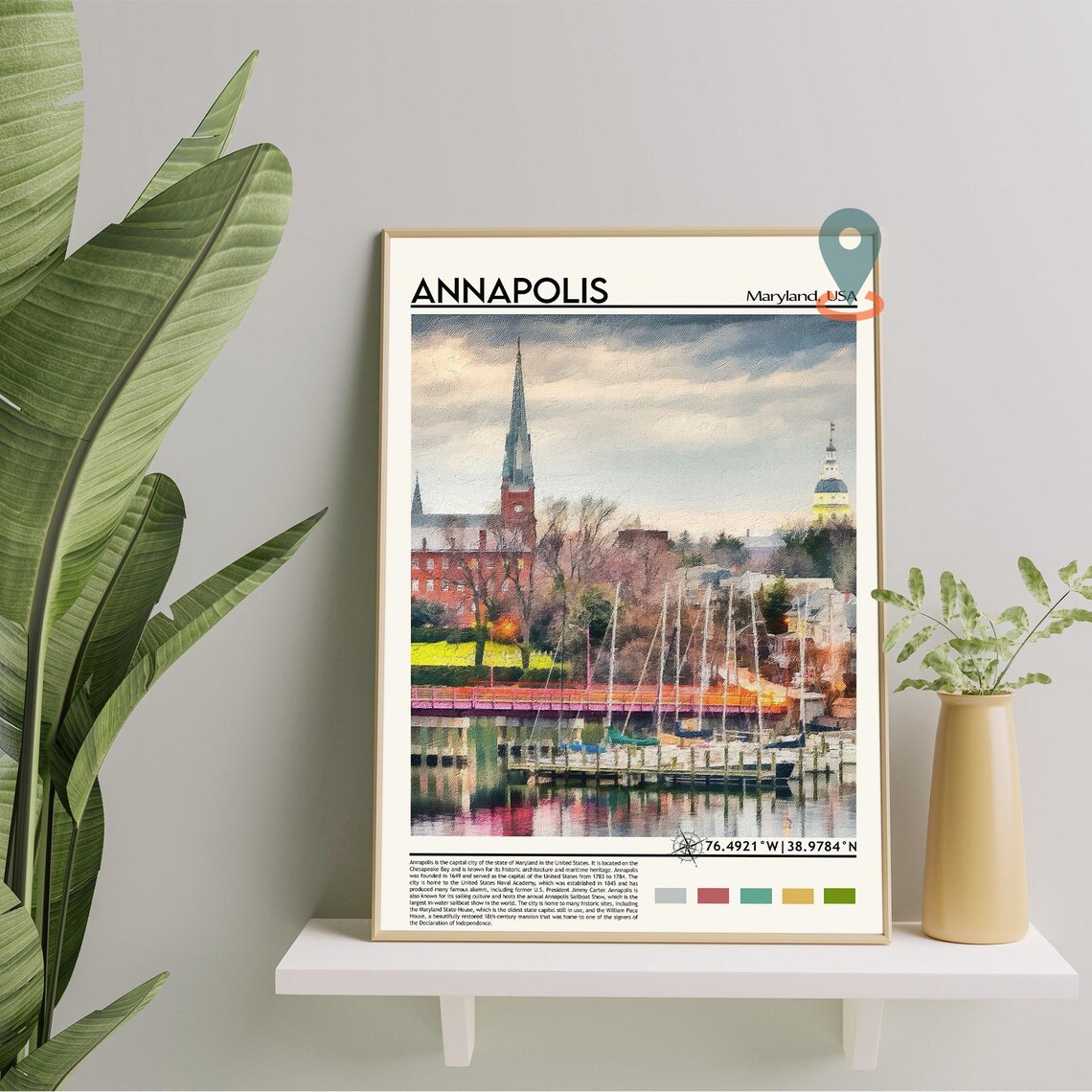 Annapolis Maryland Historic Harbor Sailboats Vintage Travel Poster - Image 3