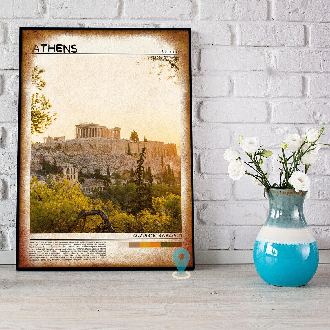 Athens Greece Golden Ancient Acropolis Sunset City View Poster - Image 5