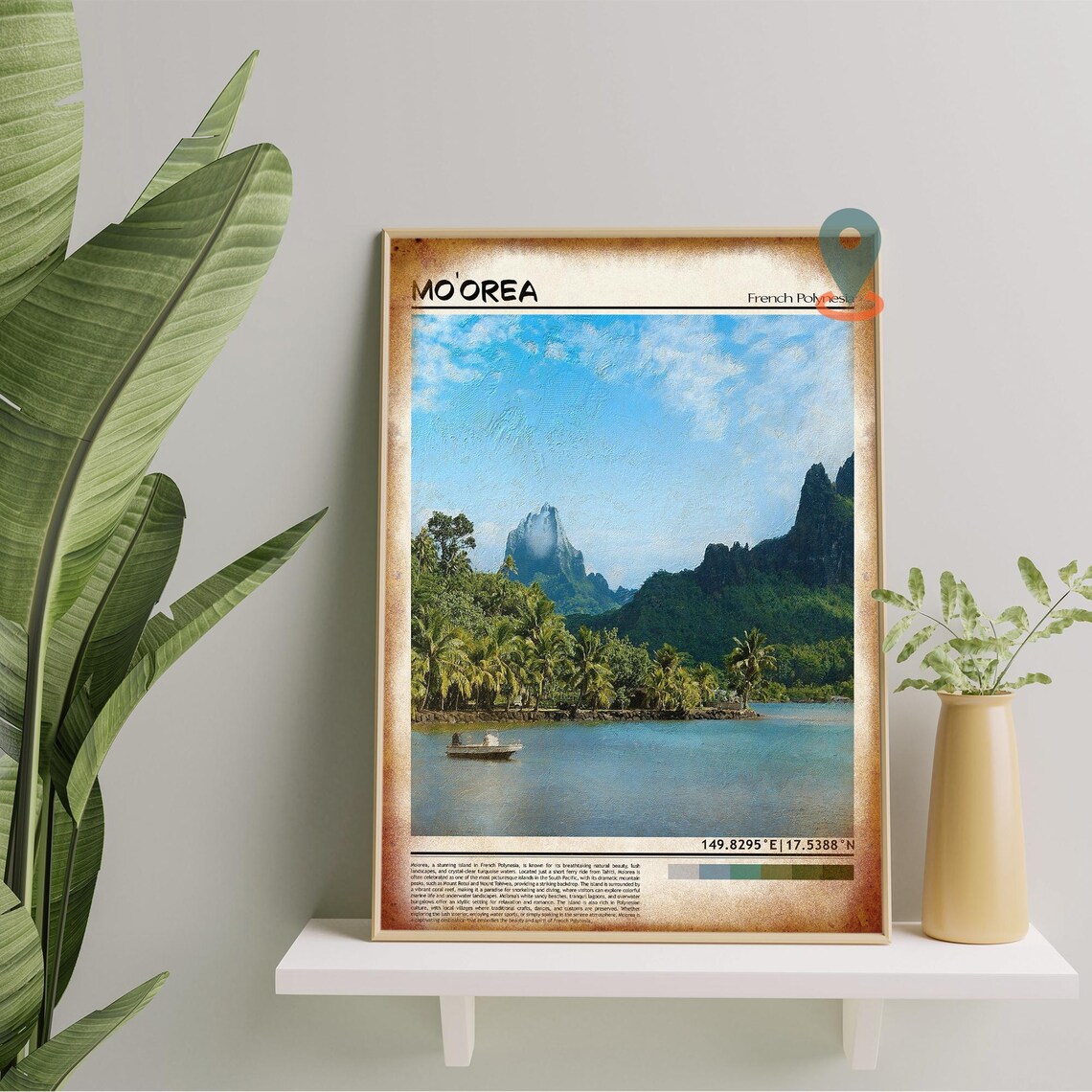 Moorea French Polynesia Tropical Lagoon Mountain Island Poster - Image 5