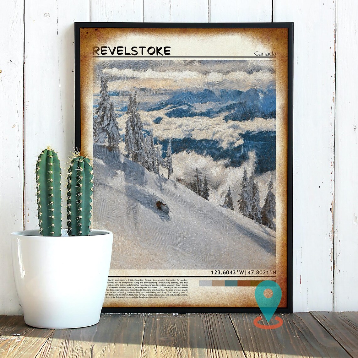 Revelstoke Canada Powder Snow Alpine Slope Winter Ski Travel Poster - Image 2
