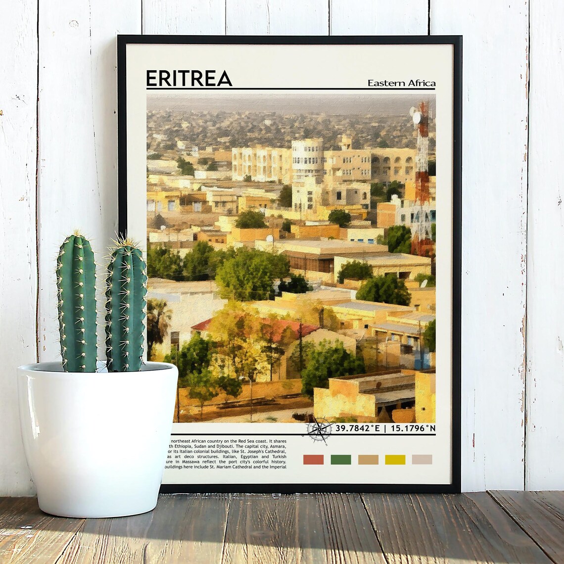 Eritrea Eastern Africa Golden Painted Cityscape Travel Poster - Image 2