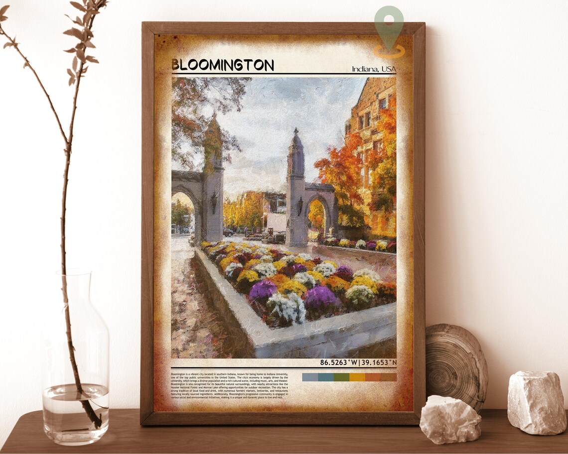 Bloomington Indiana USA University Arches Flower Beds Poster - Image 6