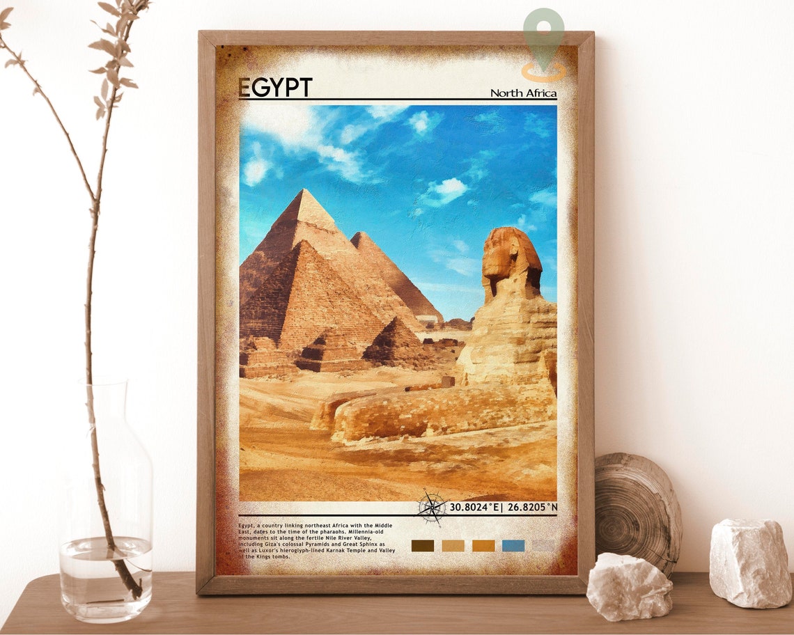Egypt Giza Pyramids Great Sphinx Desert Landmark Travel Poster - Image 6
