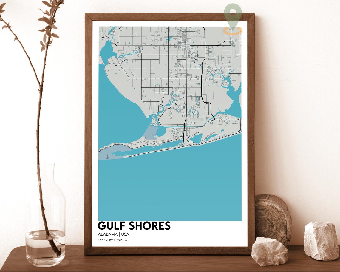 Gulf Shores Map Gulf Shores Map Print Gulf Shores Personalized Map Gulf Shores Wall Art Gulf Shores Travel Poster Gulf Shores Alabama - Image 2
