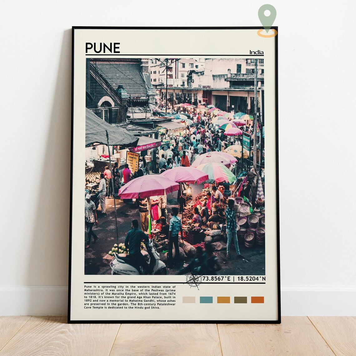 Pune India Bustling Market Street Crowd Colorful Urban Photo Poster - Image 5