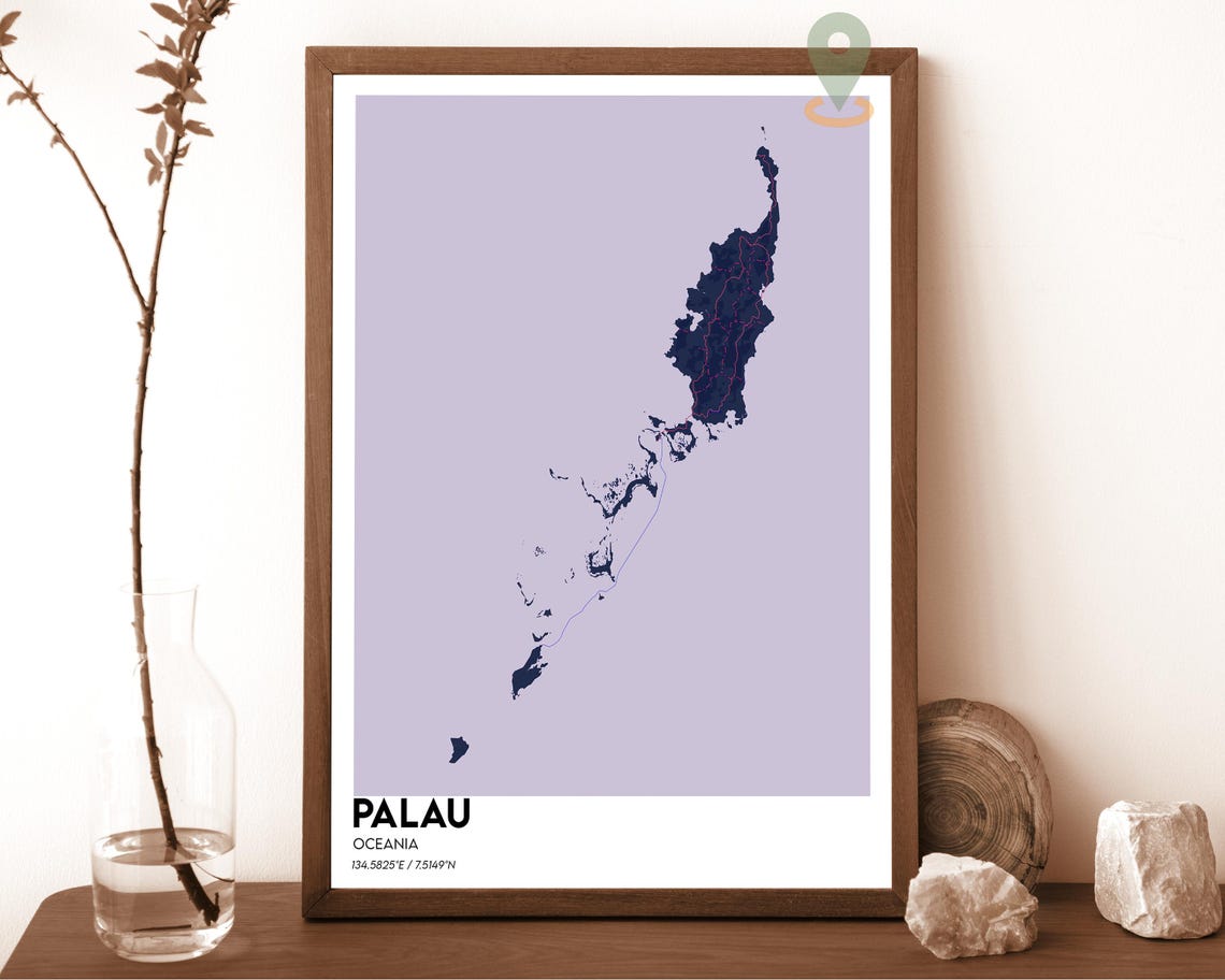 Palau Map Palau Map Print Palau Wall Art Palau Travel Poster Palau Poster Palau Photo Palau City Map Palau Oceania Palau Island - Image 3