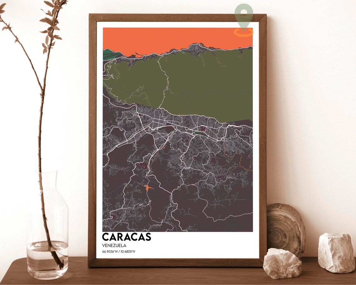 Caracas Venezuela Modern City Map Poster Navy and Gold Tones - Image 4