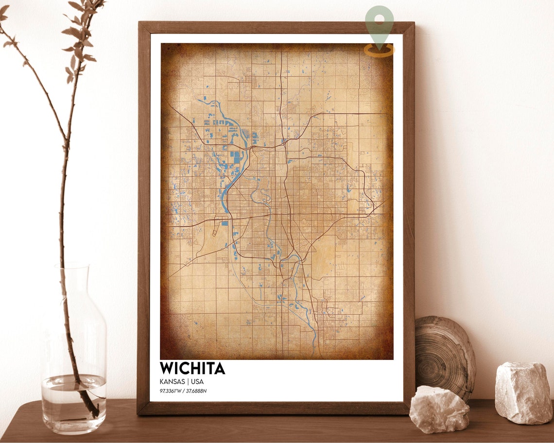 Wichita City Map Wichita Map Print Wichita Personalized Map Wichita Wall Art Wichita Travel Poster Wichita Poster Wichita Kansas Art - Image 2