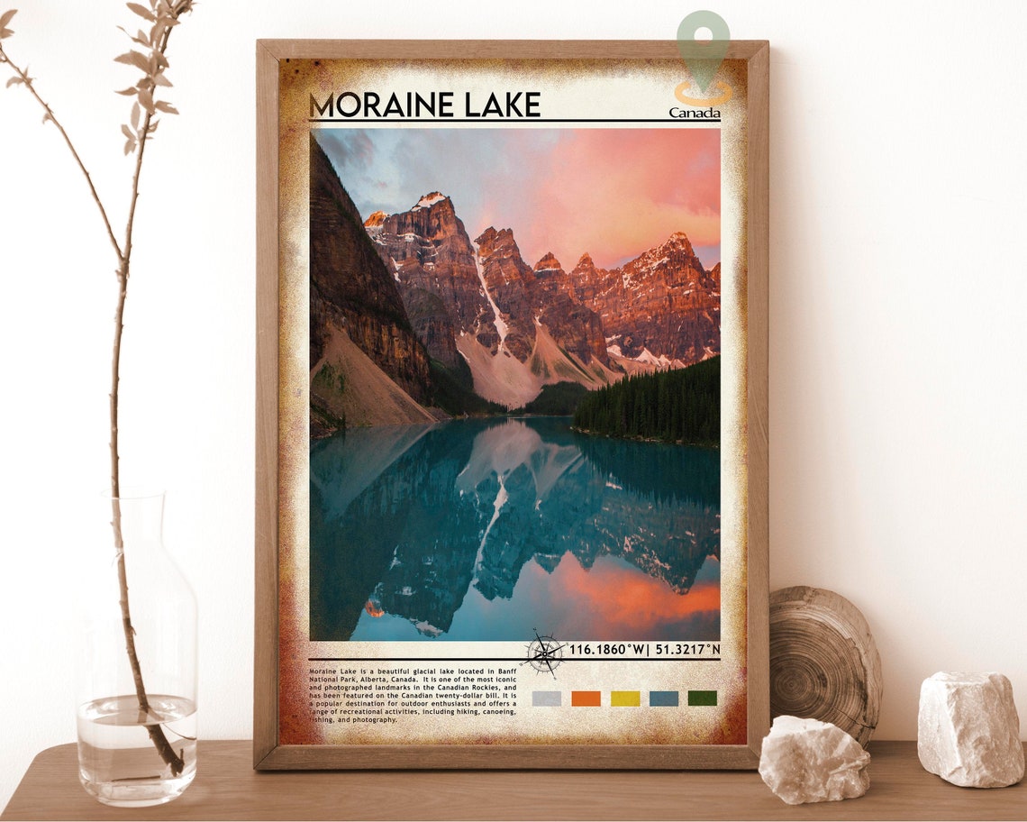 Moraine Lake Canada Banff Sunset Reflection Photo Travel Poster - Image 6