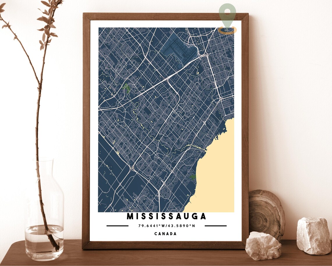 Mississauga Canada Cream Brown Street City Map Minimalist Poster - Image 2