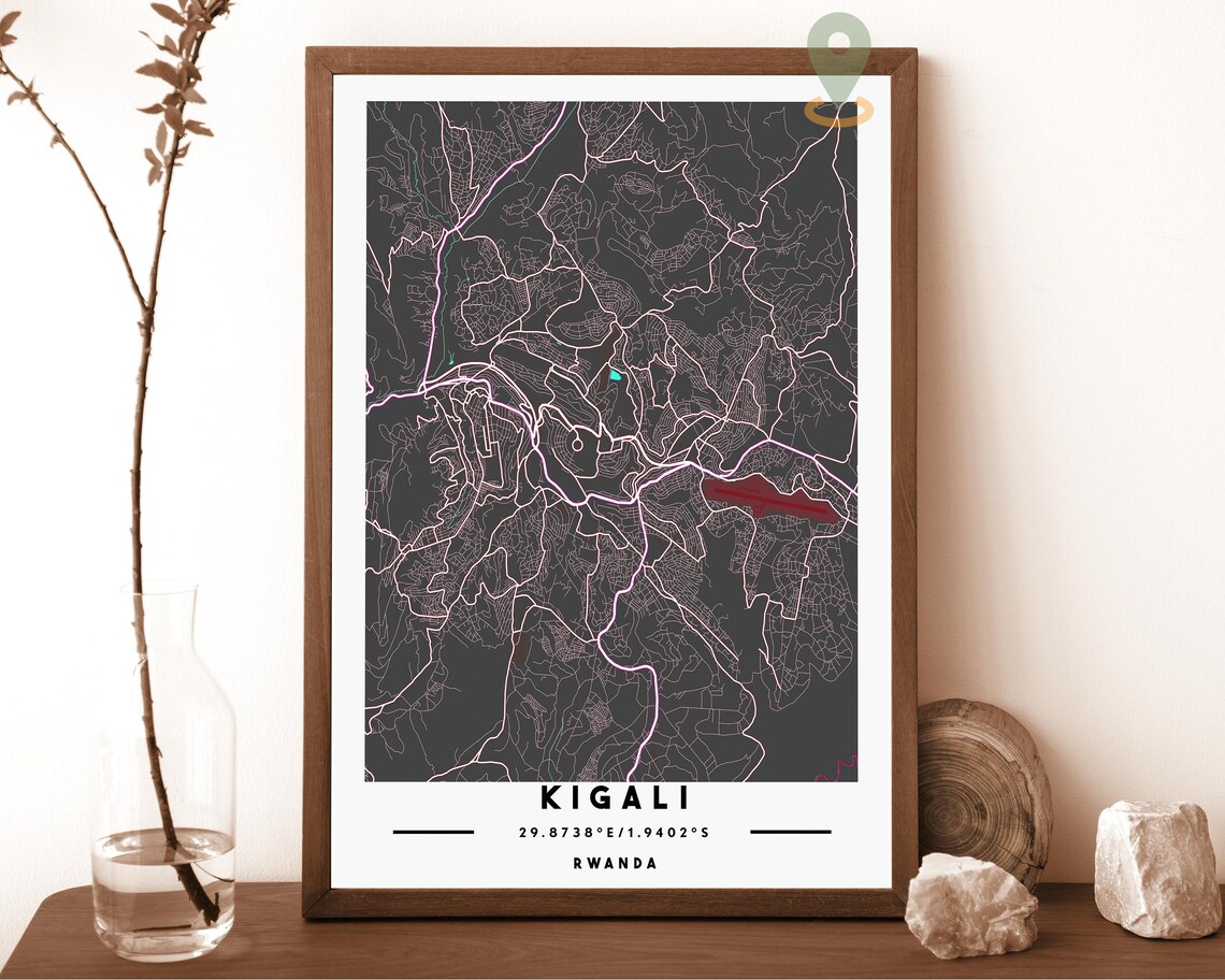 Kigali Rwanda City Street Map Minimalist Poster Wall Decor Art - Image 3