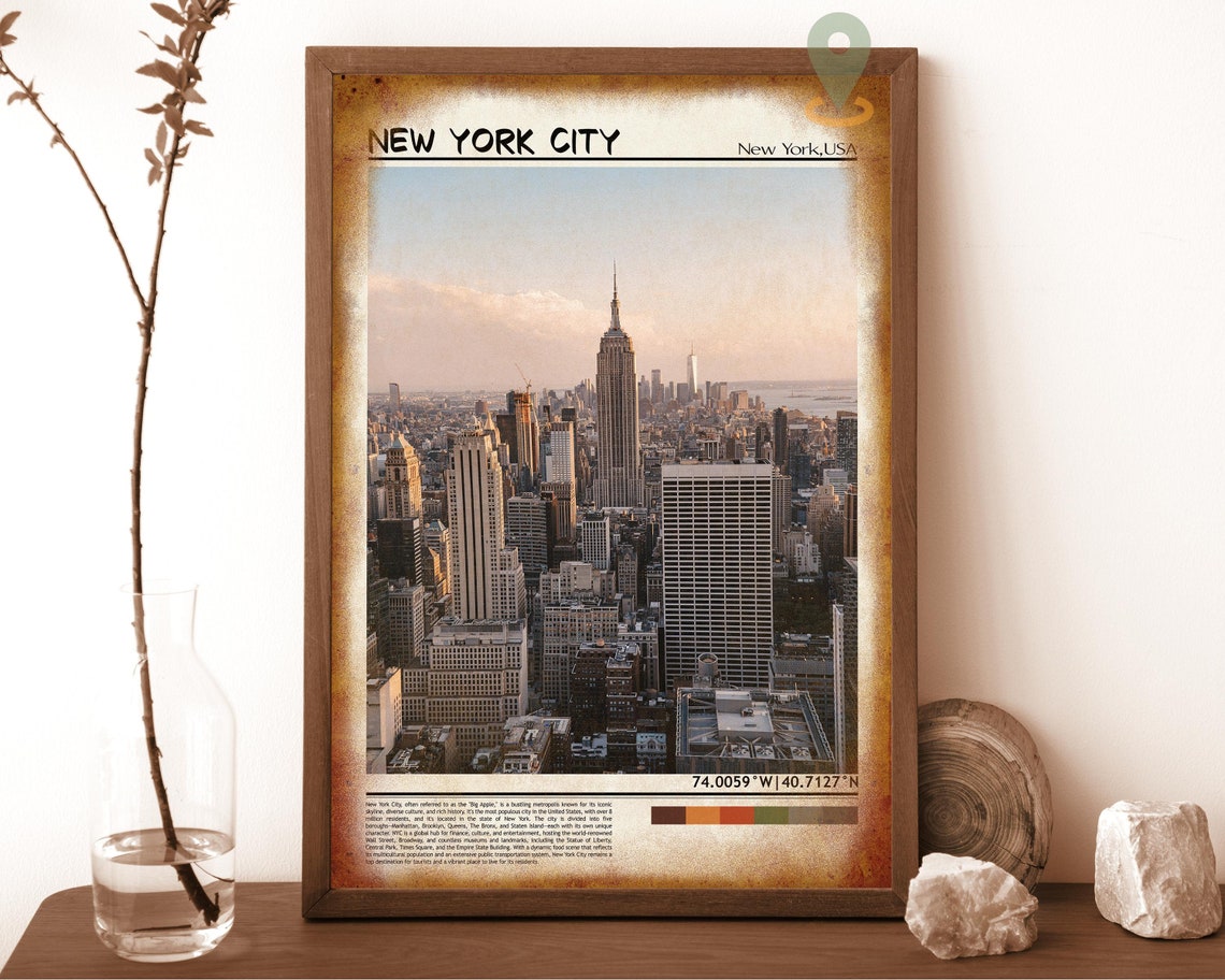 New York City Manhattan Skyline Empire State Dusk View Poster - Image 6