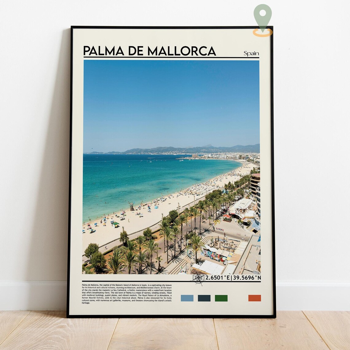 Palma de Mallorca Spain Beach Promenade Turquoise Bay Travel Poster - Image 4