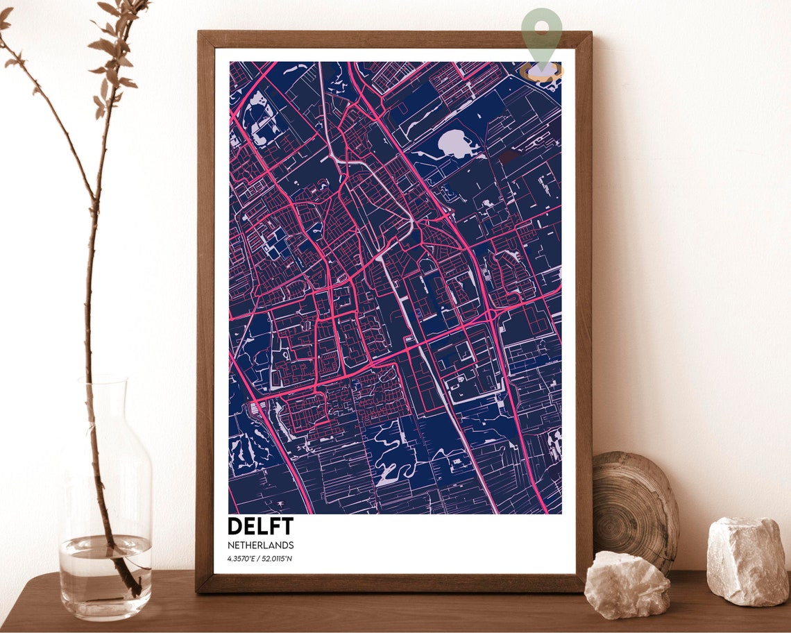 Delft Netherlands Minimalist Street Map Art Poster City Decor - Image 2