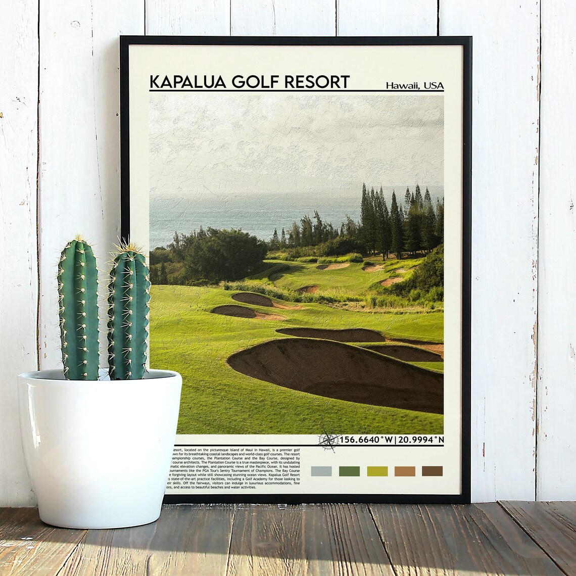 Kapalua Golf Resort Hawaii Maui Bunker Ocean Course Sports Poster - Image 5