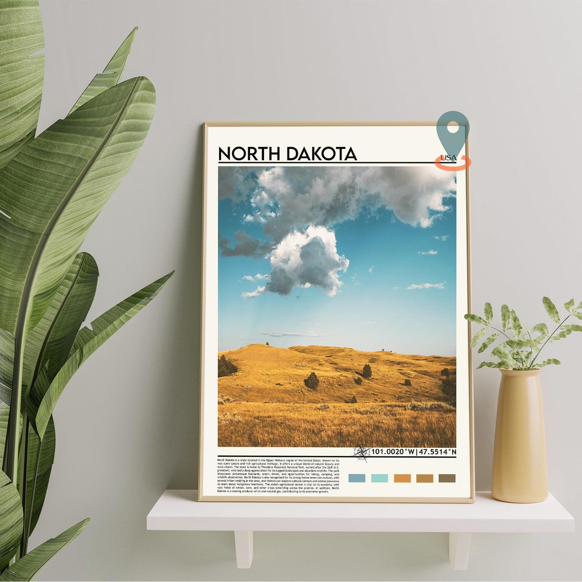 North Dakota USA Golden Prairie Hills Under the Big Sky Poster - Image 2