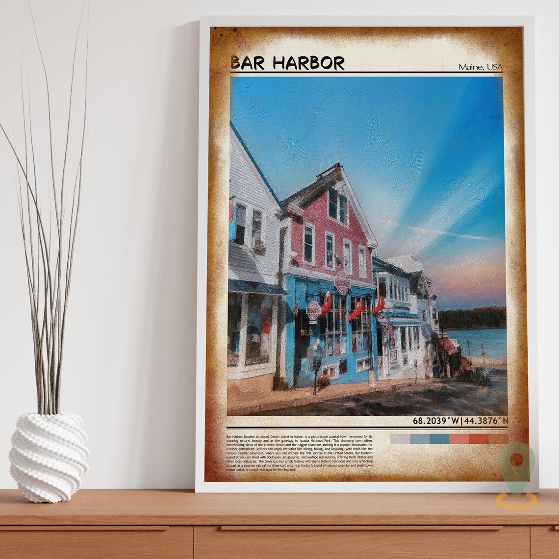 Bar Harbor Maine Scenic Waterfront Street Travel Photo Poster - Image 3