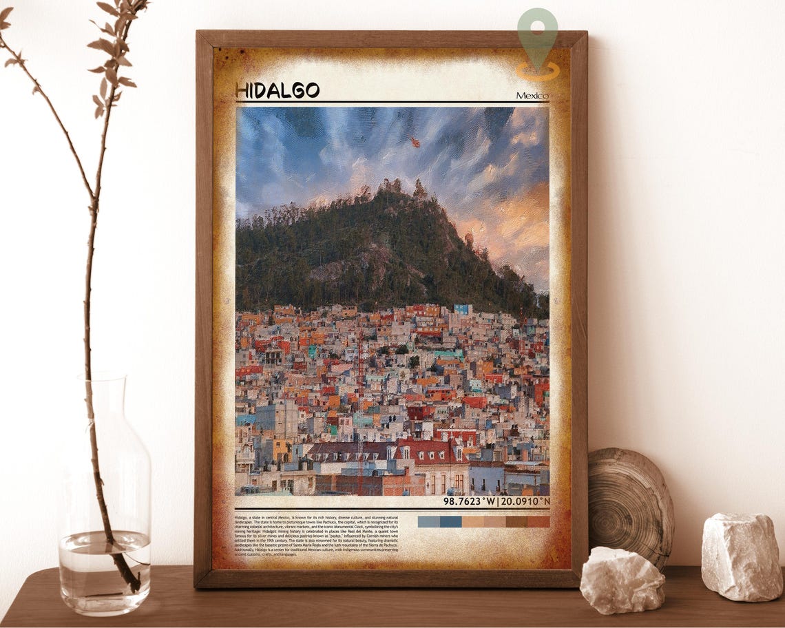 Hidalgo Mexico Colorful Hillside Town Travel Photo Home Decor Wall Art - Image 6
