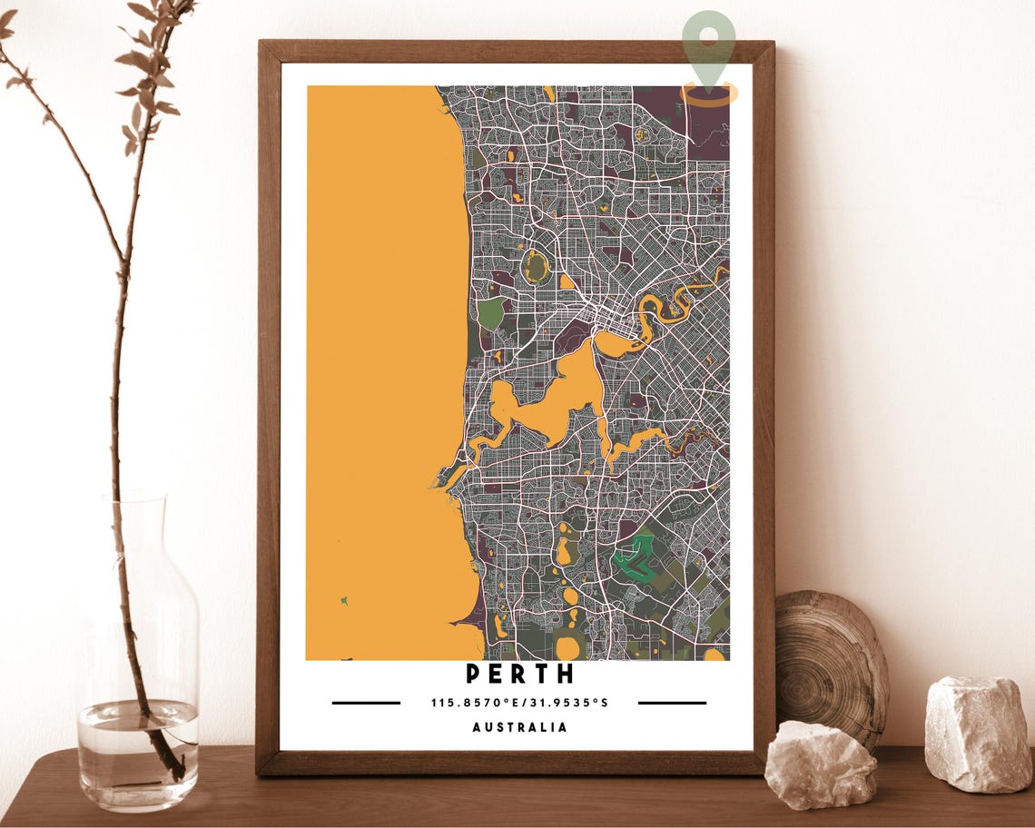 Perth Australia Sand Navy Street Map Modern Minimalist Wall Art - Image 2