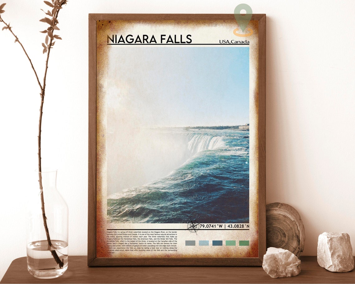 Niagara Falls USA Canada Horseshoe Falls Waterfall Coordinate Poster - Image 6