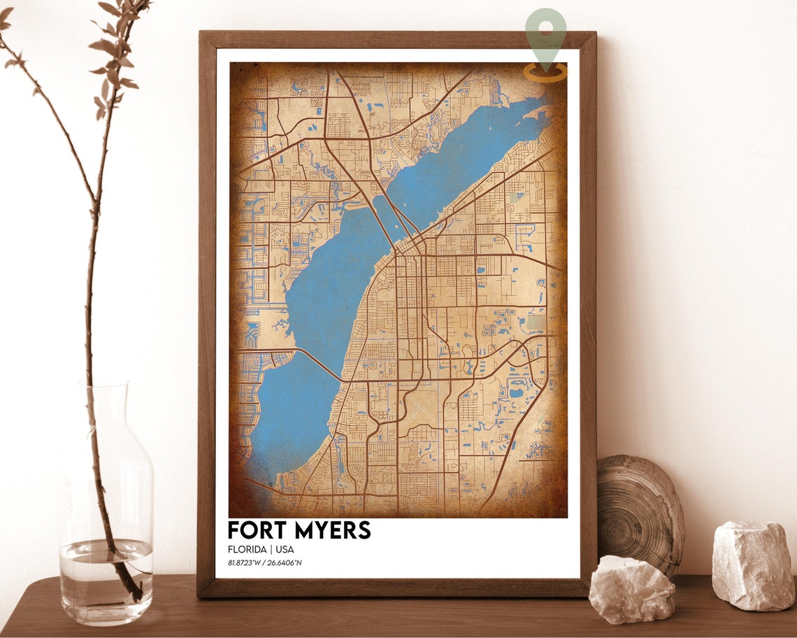 Fort Myers Map Fort Myers Map Print Fort Myers Personalized Map Fort Myers Wall Art Fort Myers Travel Poster Fort Myers Florida Print - Image 2