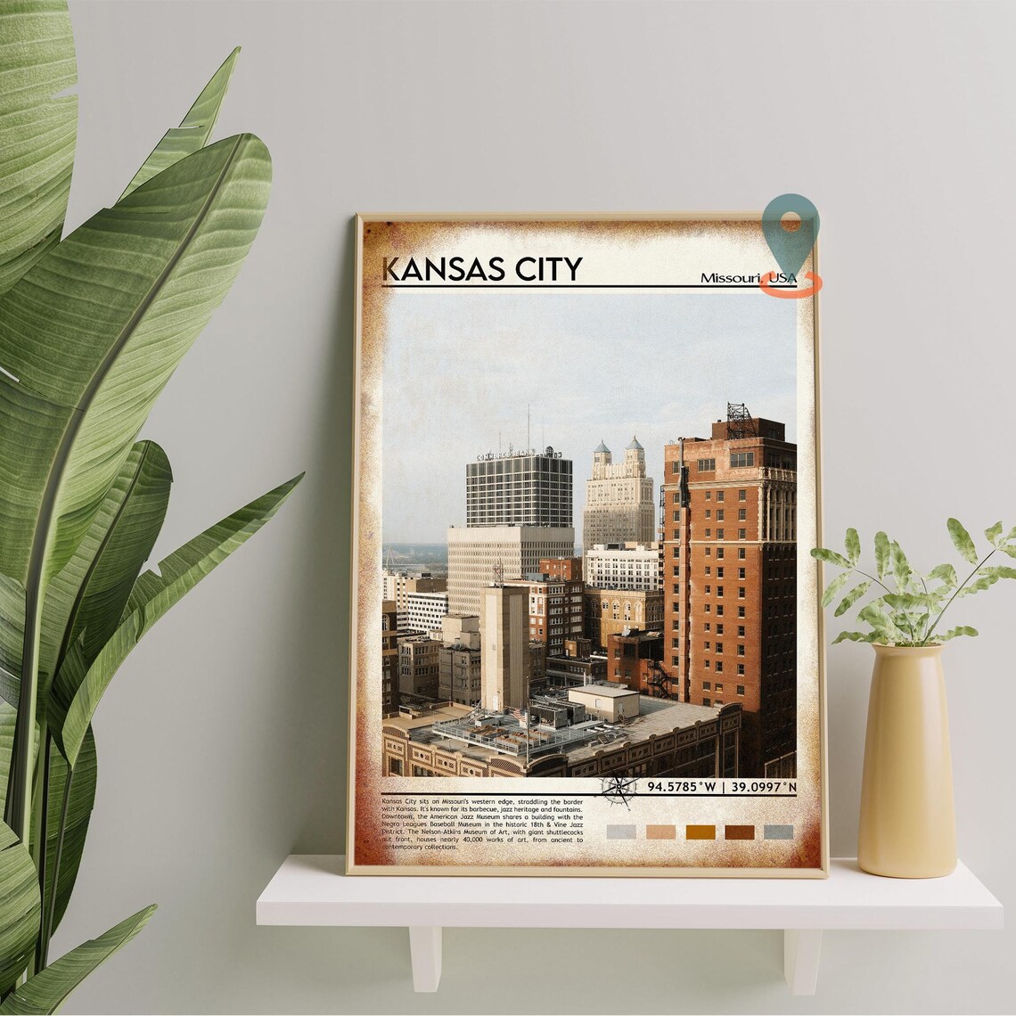 Kansas City Missouri Downtown Skyline Cityscape Travel Poster - Image 2
