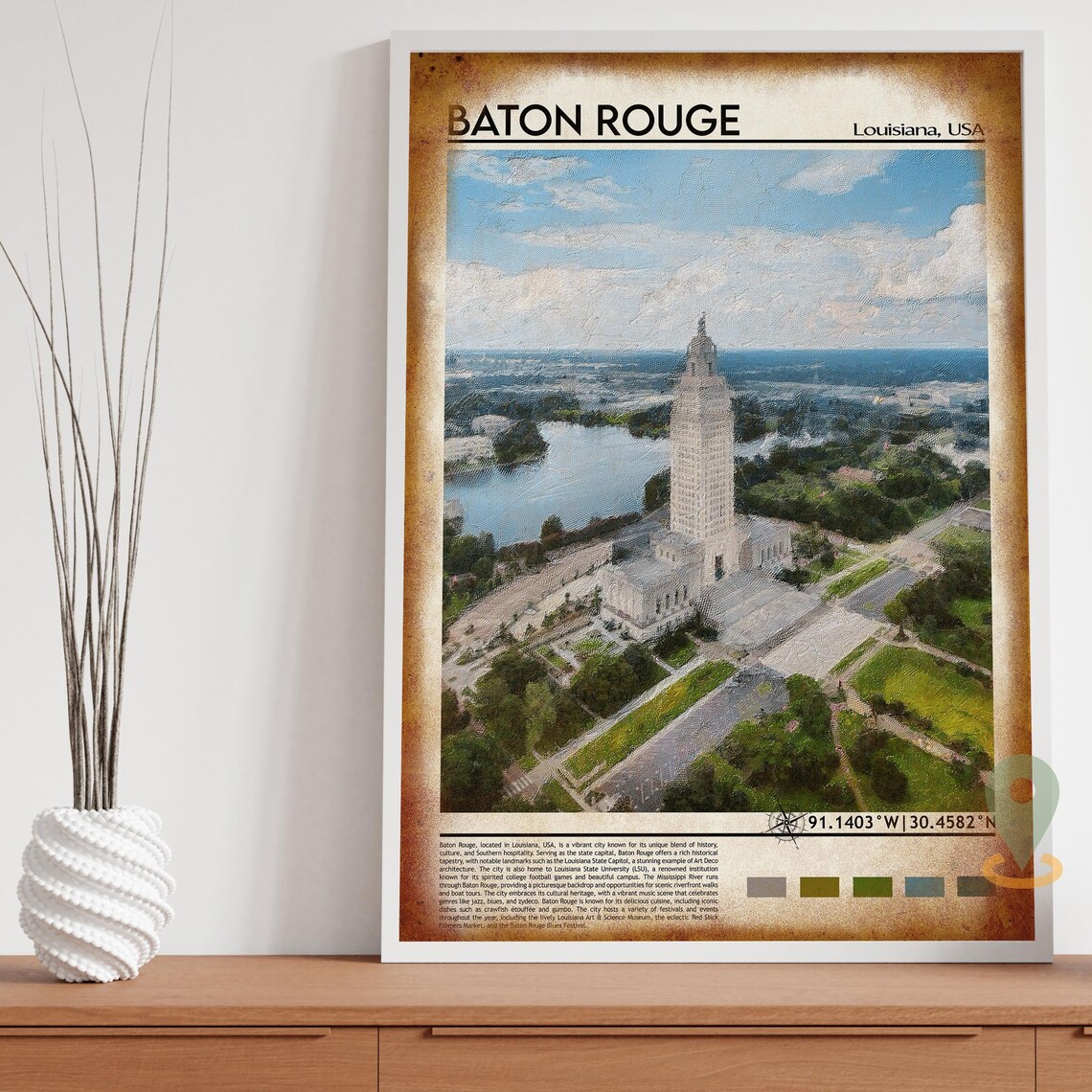 Baton Rouge Louisiana State Capitol Tower Photo Travel Wall Art - Image 4