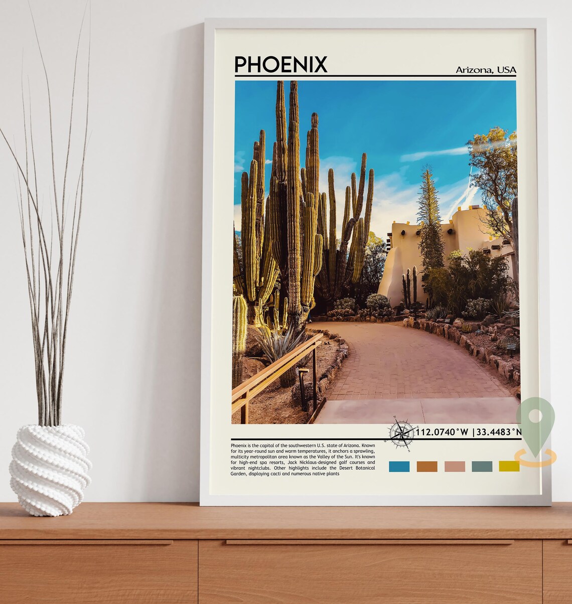 Phoenix Arizona Desert Botanical Garden Saguaro Cactus Travel Poster - Image 3