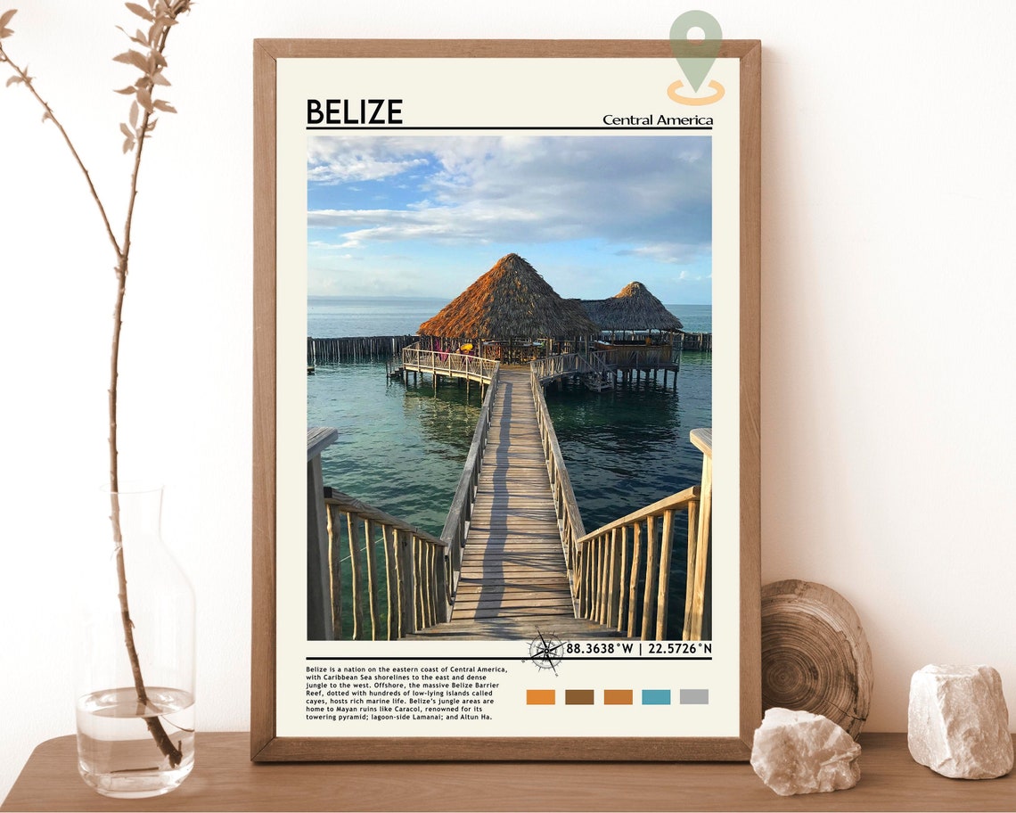 Belize Print Vintage Poster Belize Wall Art Belize Poster Belize Photo Belize Poster Print Belize Wall Decor