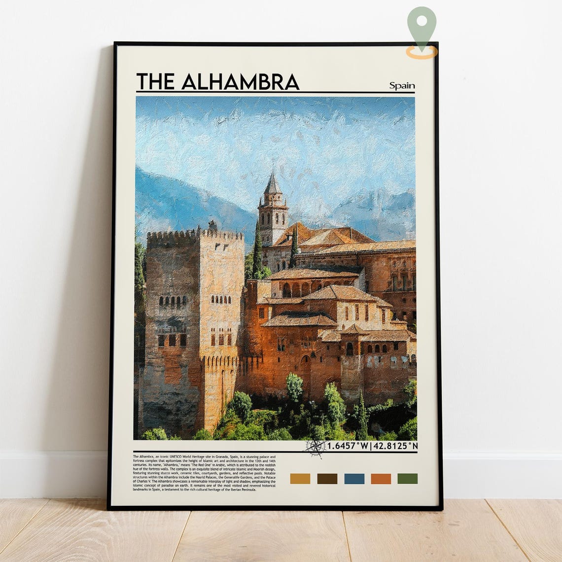 The Alhambra Palace Granada Spain Watercolor Architecture Poster - Image 4