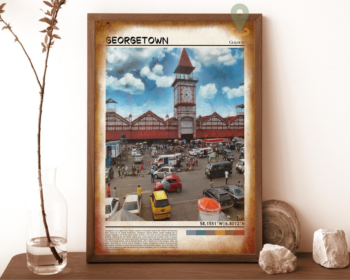 Georgetown Guyana Stabroek Market Historic Clock Tower Poster - Image 6